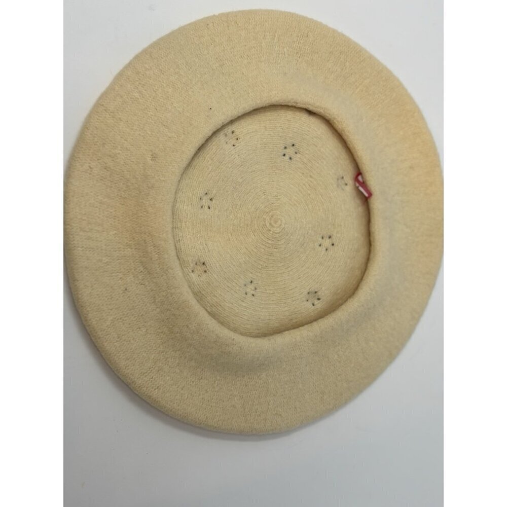 Vintage 70s 60s Cream Ivory Wool Studded Jewel Beret Hat Women's Czechoslovakia - Picture 6 of 12